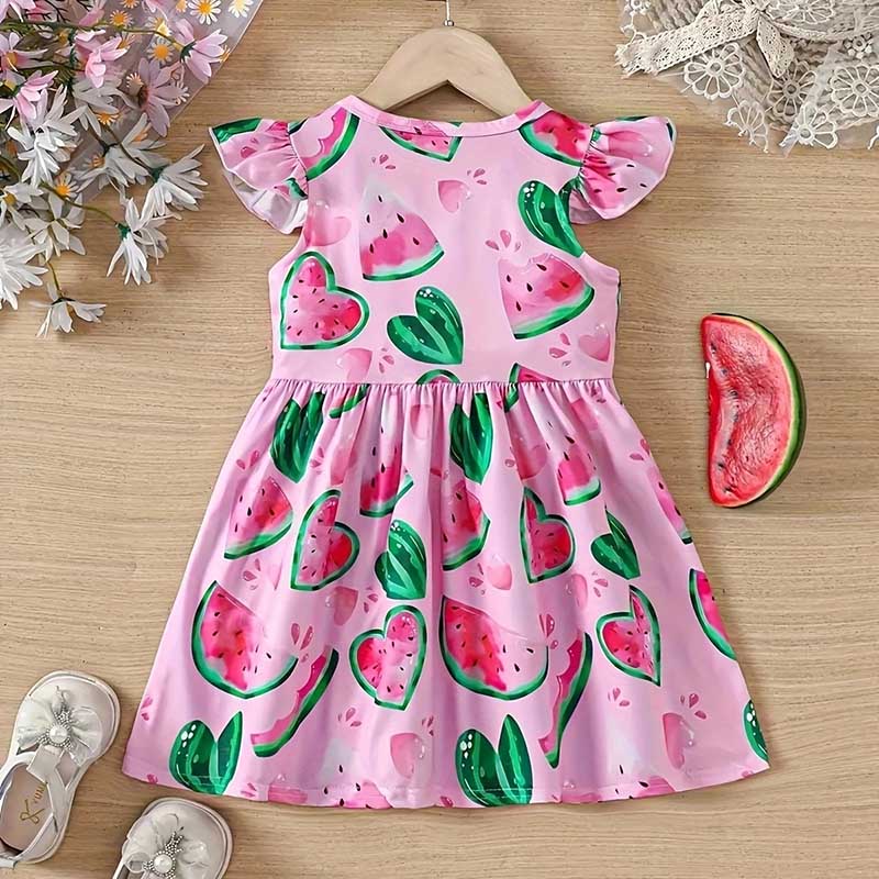 Kids Baby Girls Sweet Cute Watermelon Print Sleeveless Dress