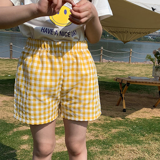 Summer Beach Vacation Kids Toddler Girls Boys Plaid Shorts