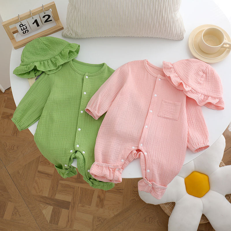 Kids Baby Boys Girls Cute Solid Color Long Sleeve Romper