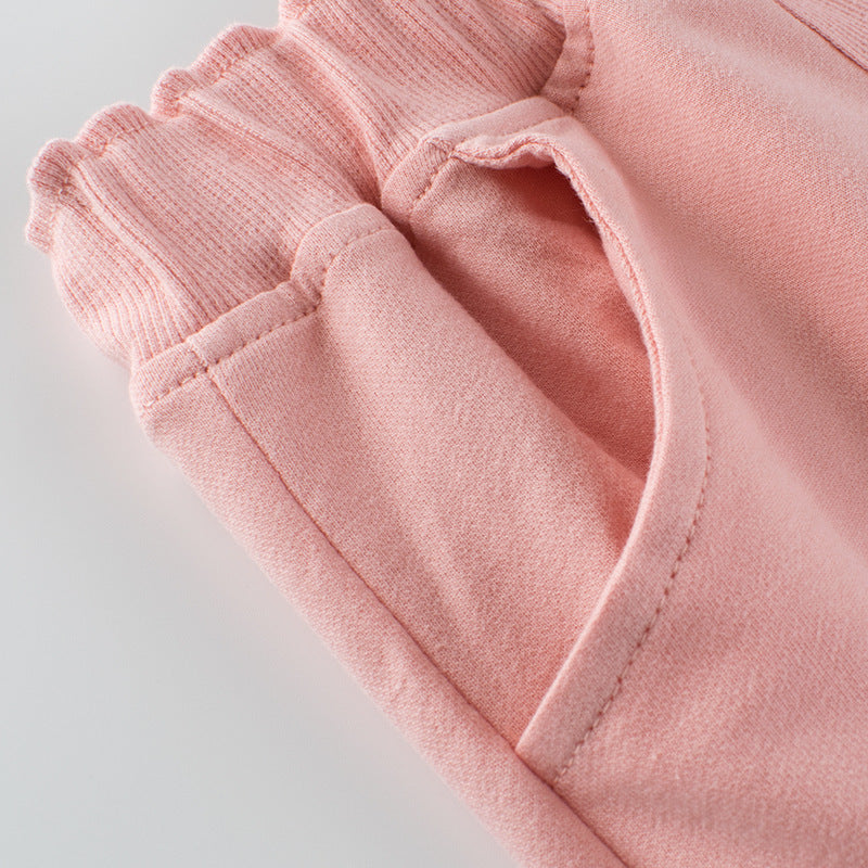 Kids Girls Basic Solid Color Casual Elastic Shorts