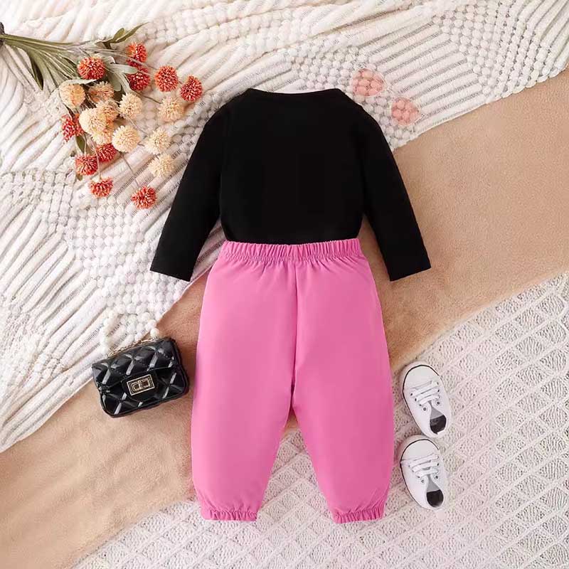 Kids Baby Girls Fashion Casual Car Alphabet Print Long Sleeve T-Shirt Trousers Sets