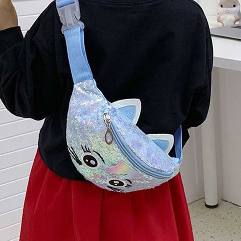 Kids Casual Cute Cartoon Sequins Waist Chest Bag