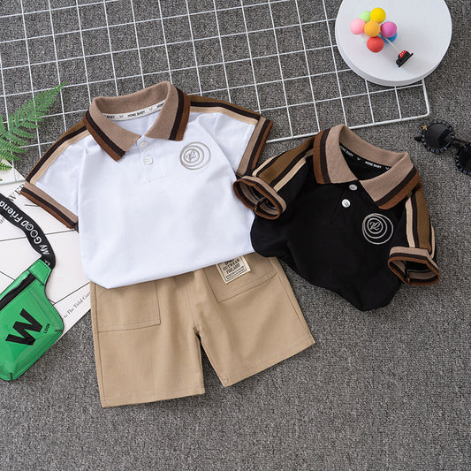 Boy'S Fashion Two-Piece Lel Polo Shirt Set