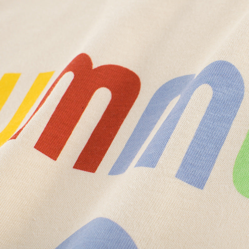 Kids Toddler Girls Fashion Alphabet Summer Print Crew Neck Short Sleeve Top