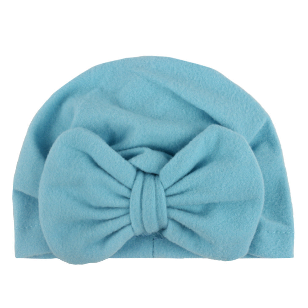 Newborn Cute Solid Color Bow Turban Cap