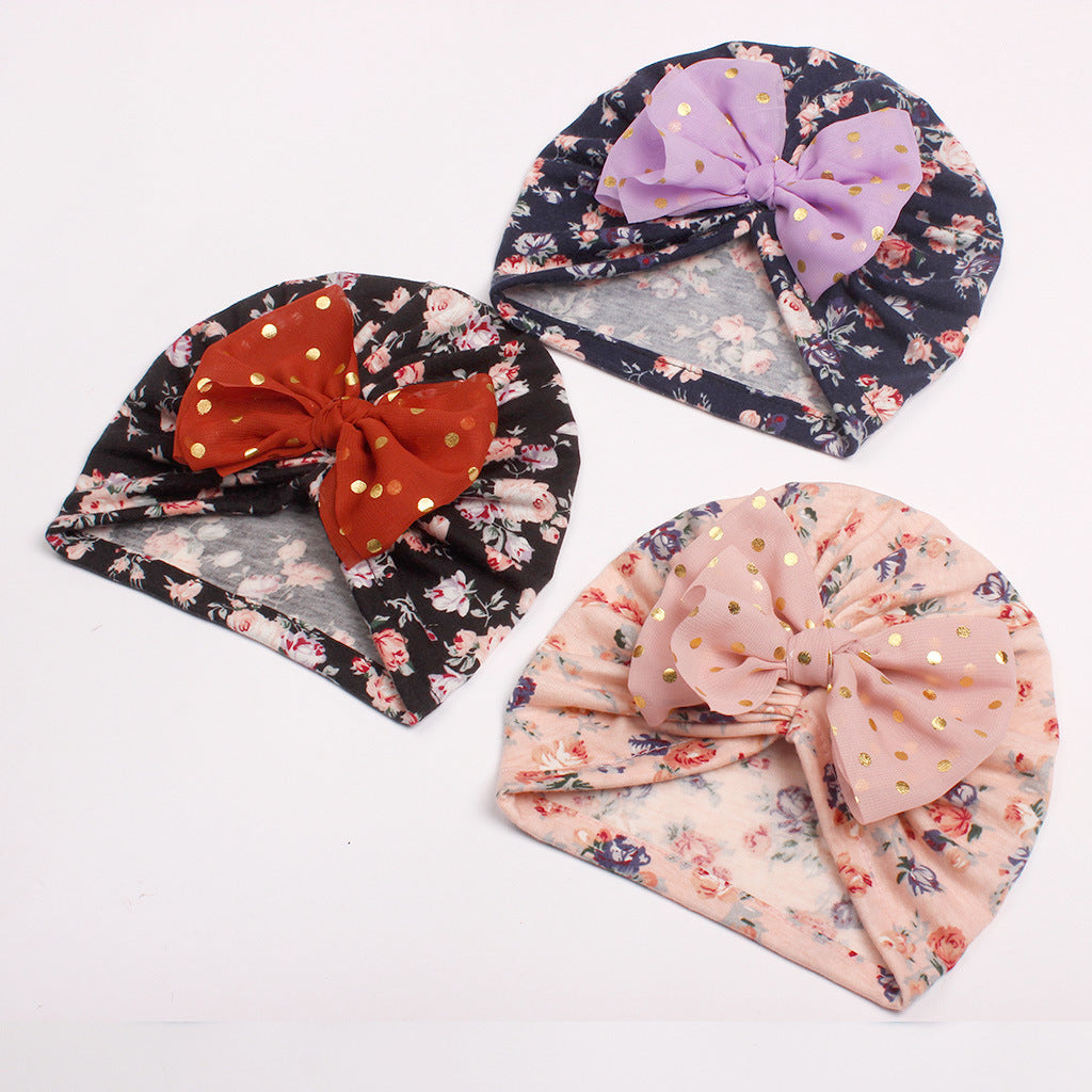 Newborn Cute Bow Tiny Flower Turban Cap