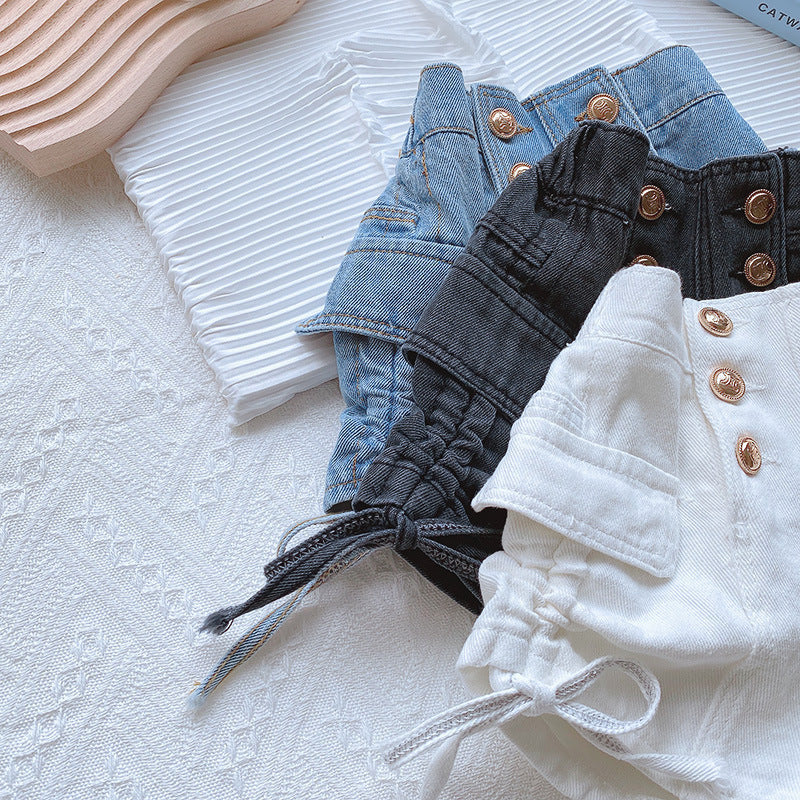 Children Kids Toddlers Fashion Girls Solid Color Denim Shorts