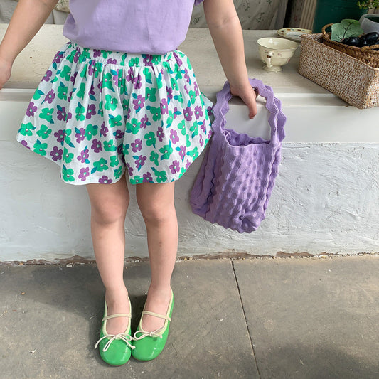 Children Kids Baby Fashion Girls Casual Flower Print Shorts