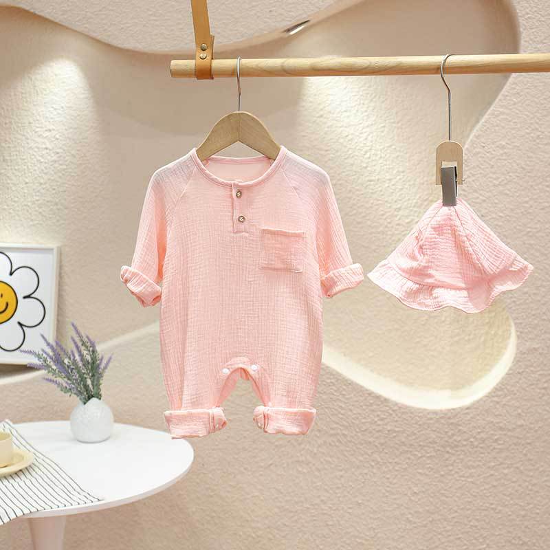 Kids Baby Boys Girls Cute Solid Color Long Sleeve Romper