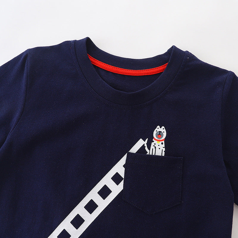 Kids Toddler Boys Casual Cute Cartoon Car Print Short Sleeve Round Neck T-Shirt