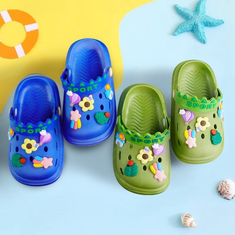Children Kids Baby Fashion Girls Boys Cartoon Flower Rainbow Soft Sole Casual Clogs Slippers Shoes