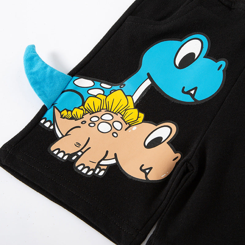 Kids Boys Cute Cartoon 3D Dinosaur Design Elastic Casual Shorts