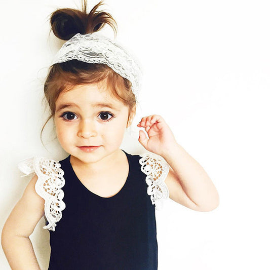 Toddlers Newborn Baby Fashion Girls Casual Basic Short Sleeve Lace Solid Color Pants