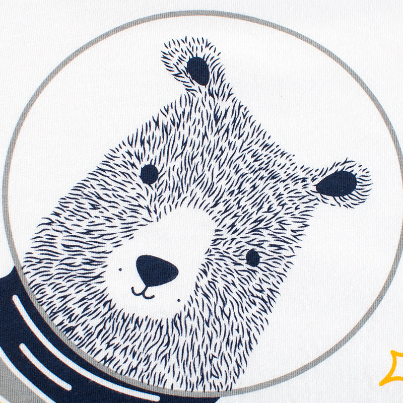 Children Kids Toddlers Fashion Boys Cartoon Bear Print Patchwork Short Sleeve T-Shirt