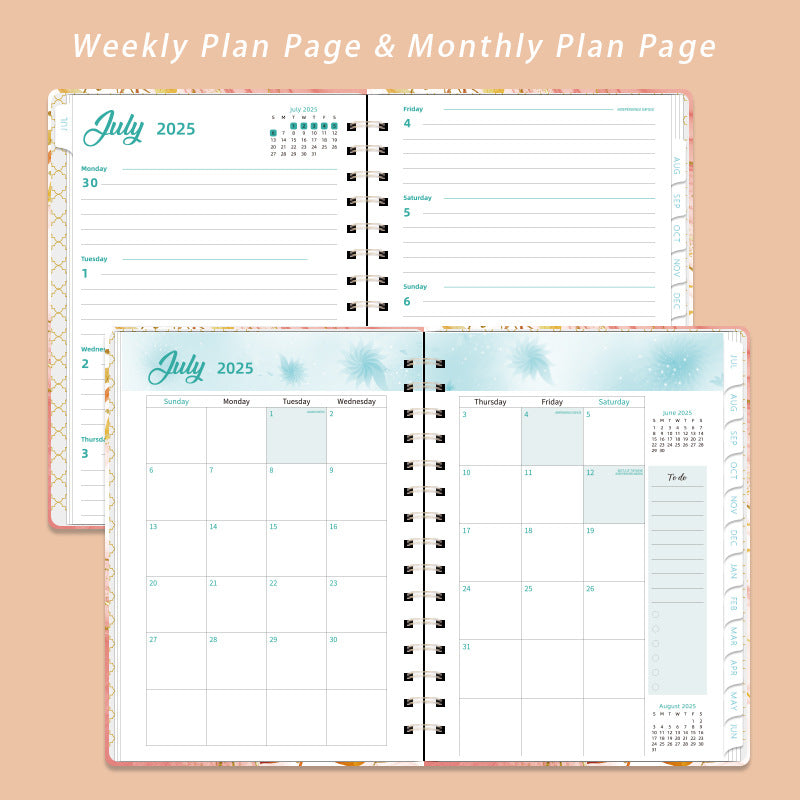 2025 Flowers English Plan Coil Notebook