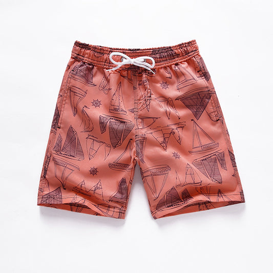 Boy'S Casual Printed Loose Beach Swim Trunks
