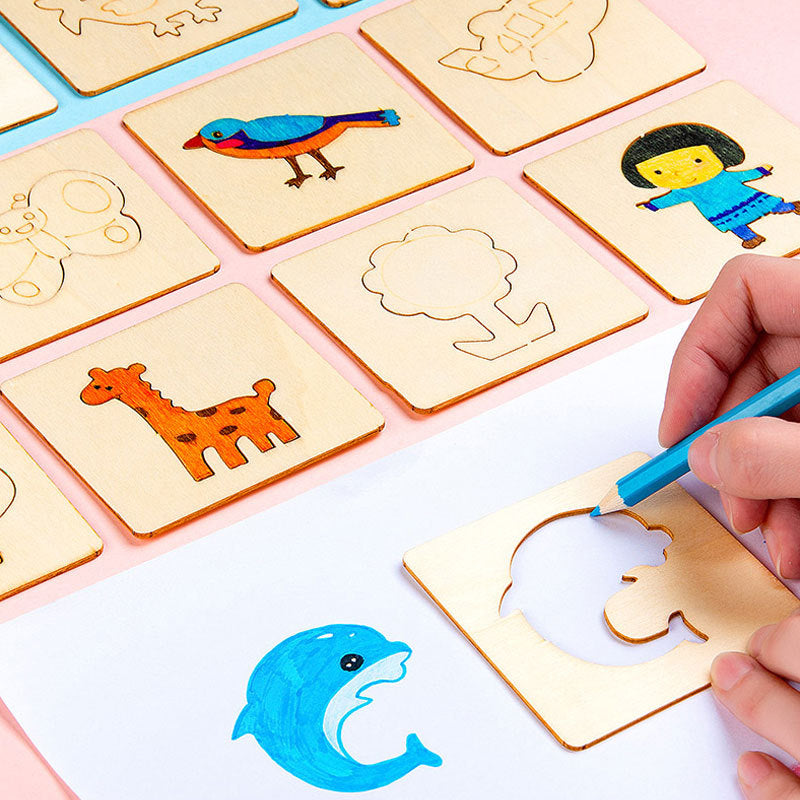 Kids Hollow Graffiti Wood Painting Template Toy