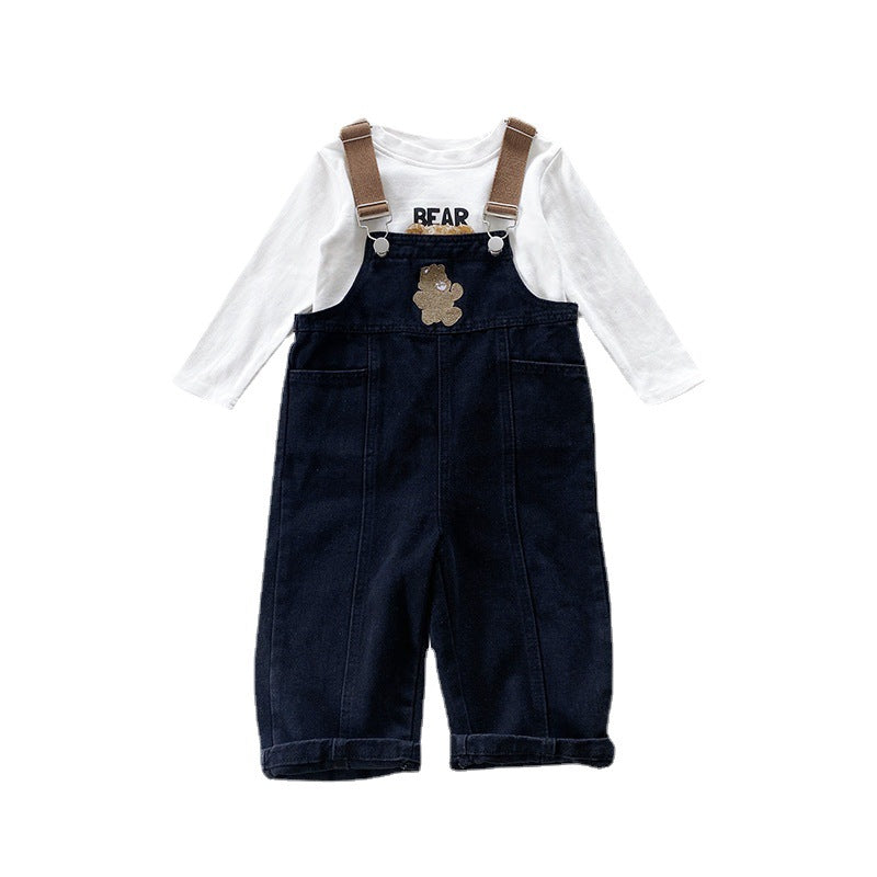 Cartoon Cute Bear Parent-Child Strappy Pants