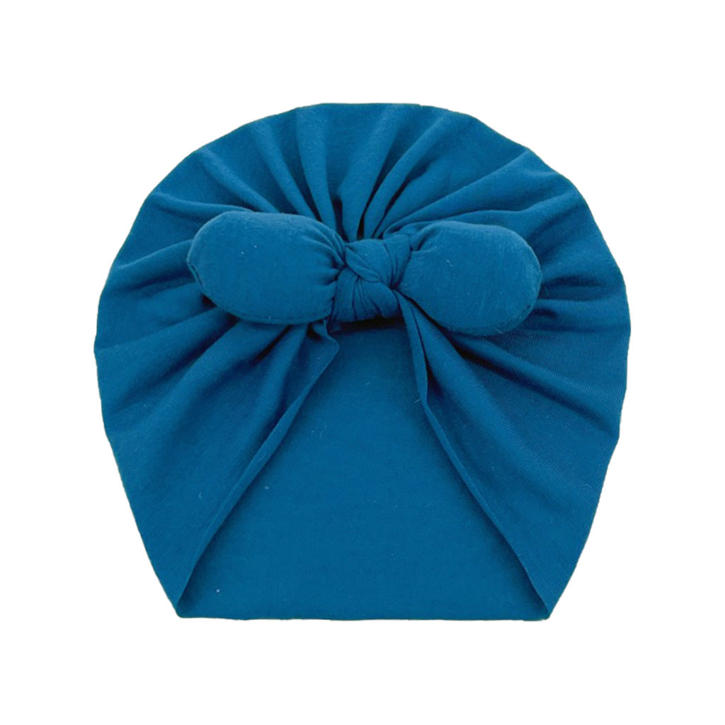 Newborn Cute Solid Color Bow Turban Cap