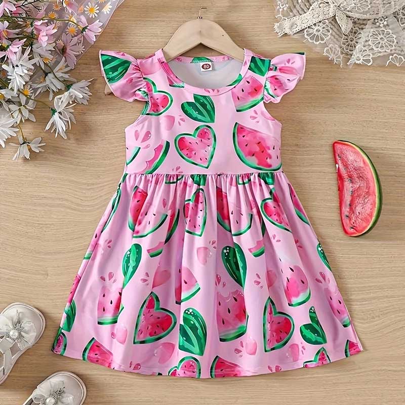 Kids Baby Girls Sweet Cute Watermelon Print Sleeveless Dress