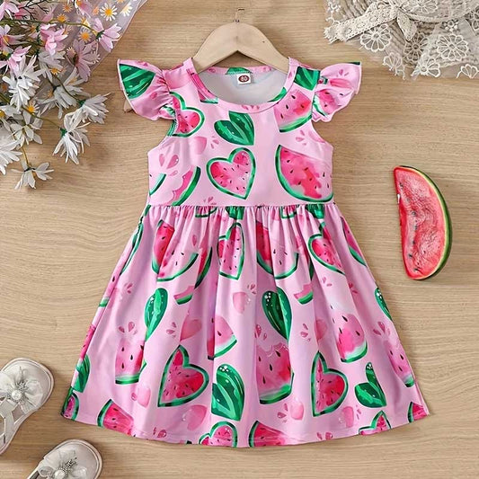 Kids Baby Girls Sweet Cute Watermelon Print Sleeveless Dress