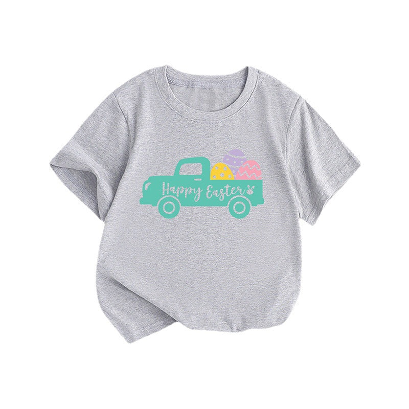 Kids Toddler Boys Girls Casual Cute Easter Egg Print Short Sleeve T-Shirt