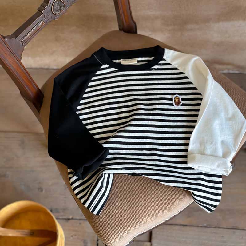 Kids Toddler Boys Girls Fashion Casual Stripe Long Sleeve Round Neck T-Shirt