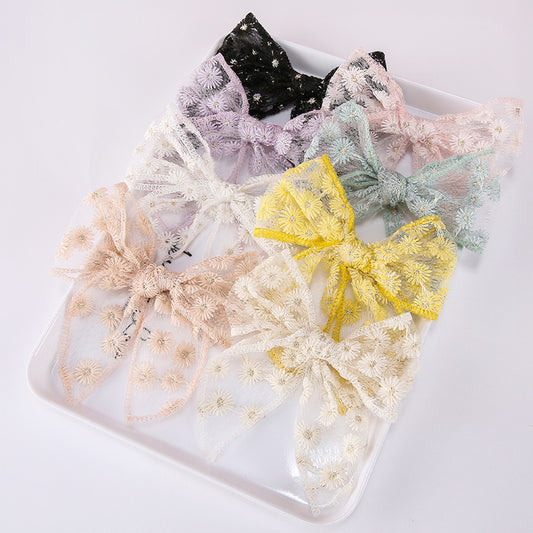 Toddlers Newborn Kid Baby Fashion Girls Bowknot Embroidery Hairpin Hair Accessories