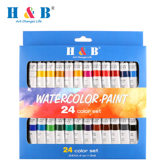 24 Color Watercolor Pigments Painting Art Supply Set