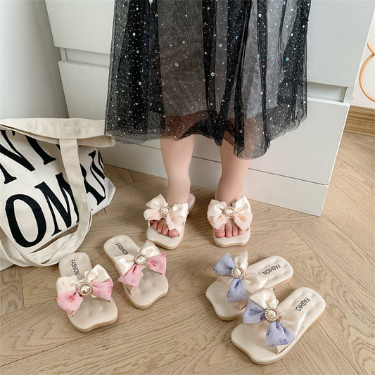 Kids Girls Casual Cute Bow Flat Slippers