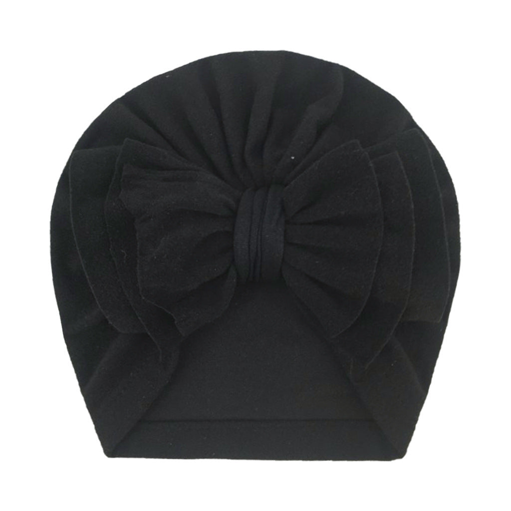 Newborn Cute Solid Color Bow Turban Cap