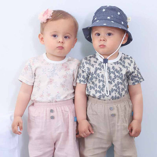 Kids Toddler Boys Girls Casual Cute Tiny Flower Print Short Sleeve Round Neck T-Shirt
