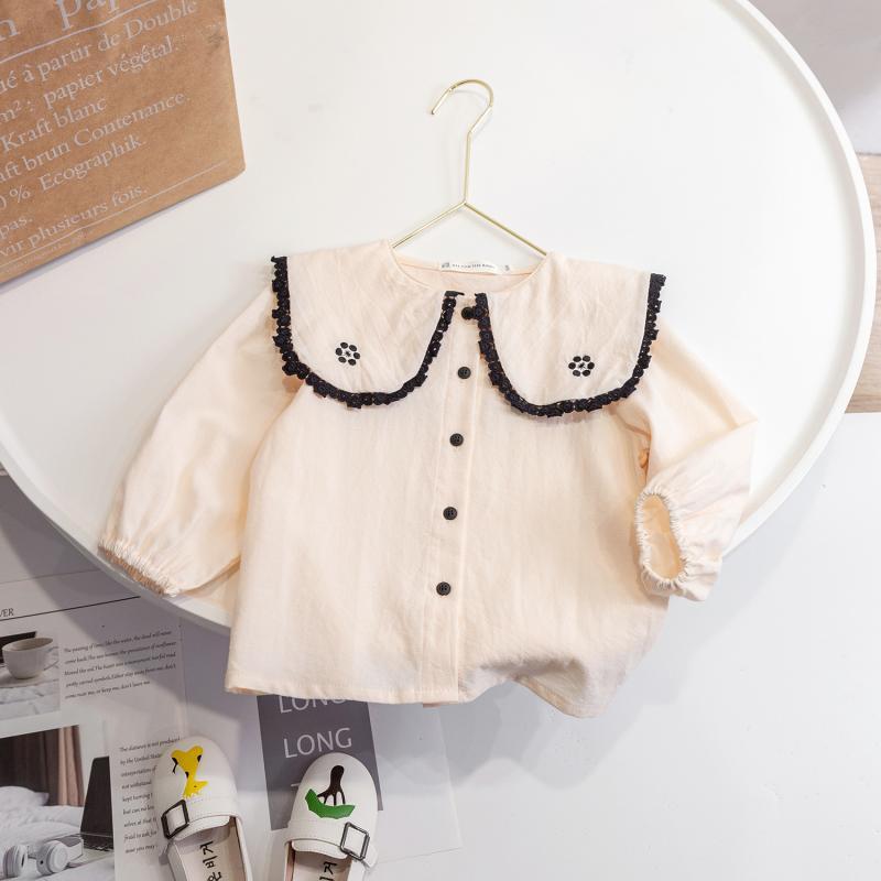 Kids Toddler Girls Fashion Spring Autumn Embroidered Long Sleeve Shirt