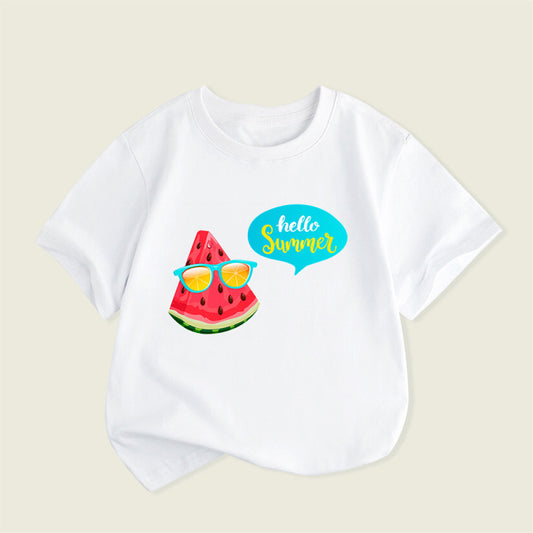 Children Kids Baby Fashion Girls Boys Casual Basic Watermelon Print Vacation Short Sleeve T-Shirt