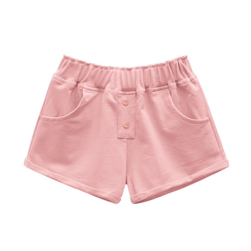 Kids Girls Basic Solid Color Casual Elastic Shorts