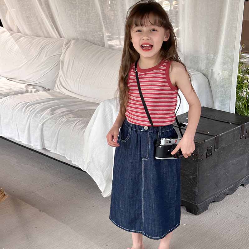 Kids Toddler Big Girls Fashion Casual Cute Stripe Print Tank Top