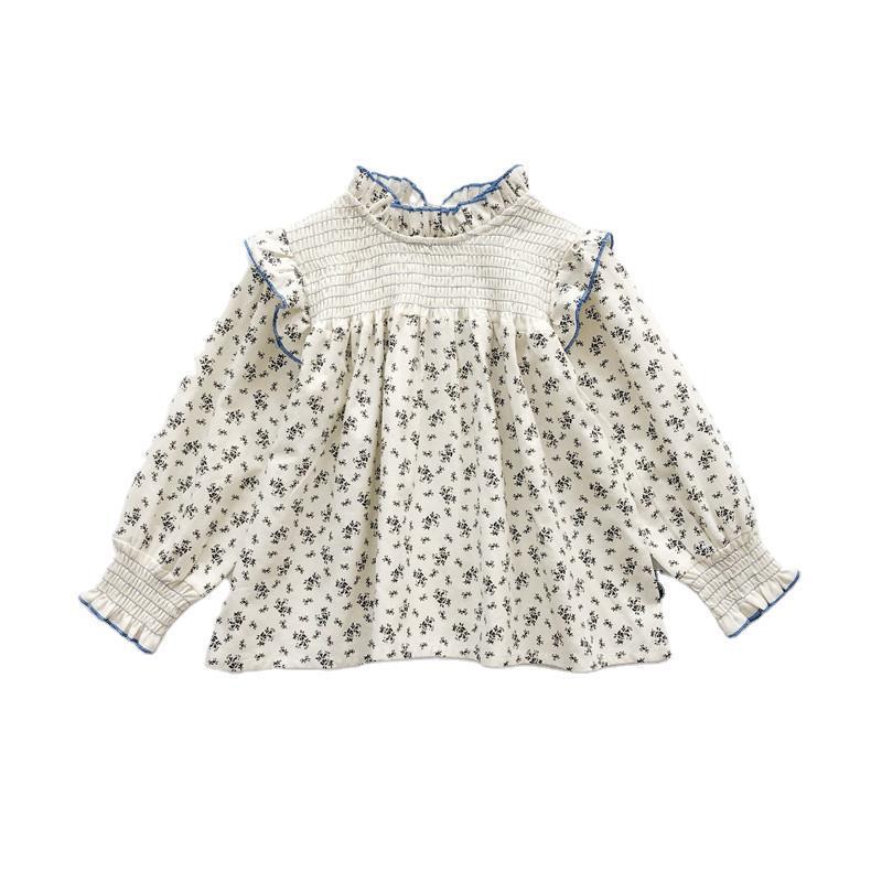 Kids Toddler Girls Fashion Lace Collar Tiny Flower Long Sleeve Top