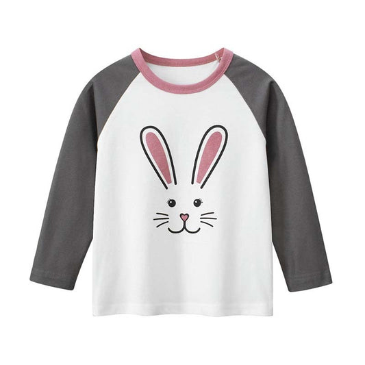 Kids Toddler Big Girls Casual Cute Cartoon Print Long Sleeve Round Neck T-Shirt