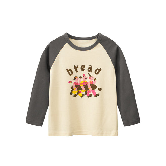 Kids Toddler Girls Casual Cute Versatile Cartoon Letters Print Long Sleeve Round Neck T-Shirt
