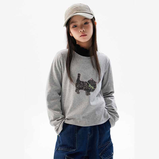 Kids Toddler Big Girls Casual Cute Cartoon Print Long Sleeve T-Shirt