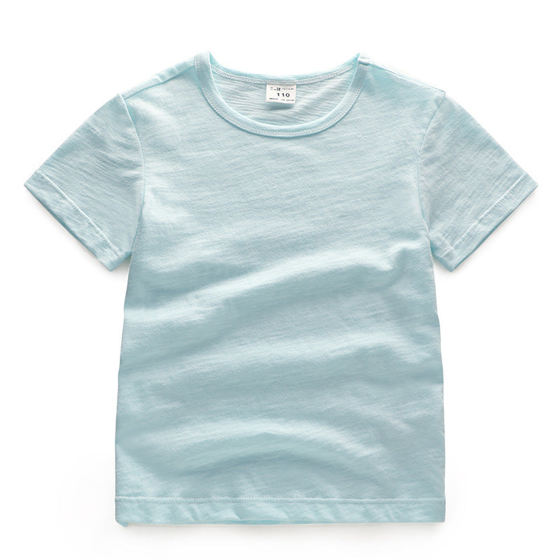 Children Kids Toddlers Fashion Boys Girls Solid Color Short Sleeve Basic T-Shirt