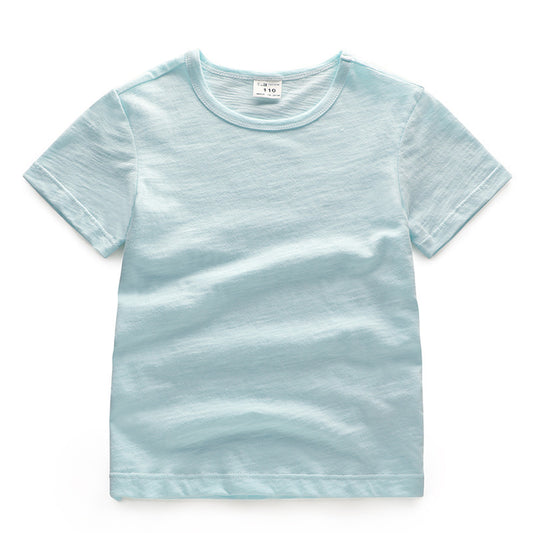 Children Kids Toddlers Fashion Boys Girls Solid Color Short Sleeve Basic T-Shirt