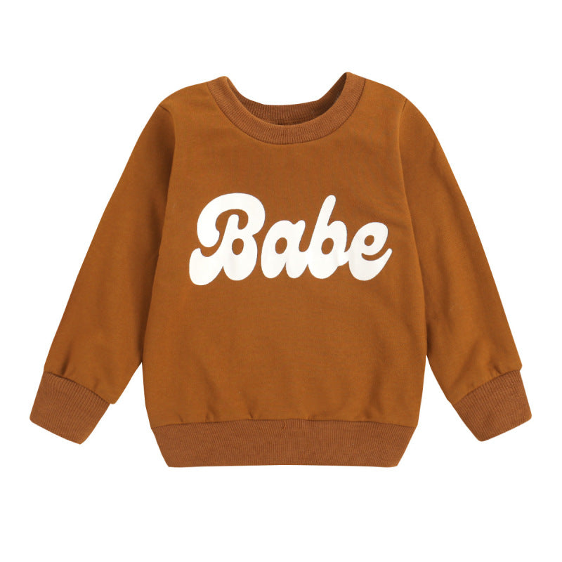 Toddler Baby Infant Girls Boys Letter Print Pullover Sweatshirt