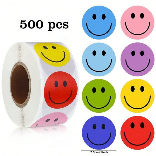 500-Pieces Multicolor Cartoon Smiley Face Gift Box Sealing Stickers