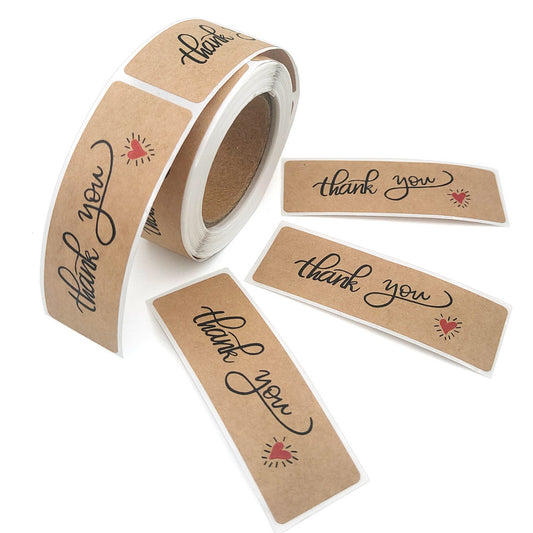 120pcs/Roll Rectangle Kraft Paper Thank You Letter Sticker Label