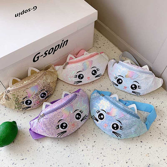 Kids Casual Cute Cartoon Sequins Waist Chest Bag