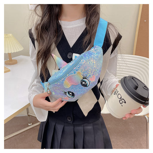 Kids Casual Cute Cartoon Sequins Waist Chest Bag