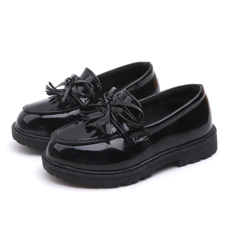 Kids Girls Fashion Casual British Style Pointed-Toe Slip On PU Leather Shots