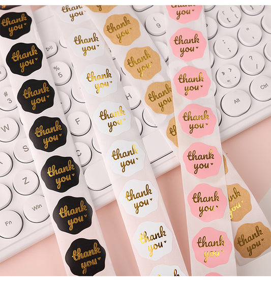 150/Roll Bronzing Thank You Gift Box Packaging Decorative Sticker