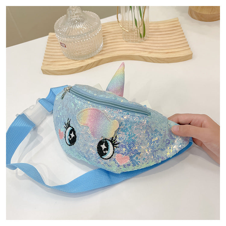 Kids Casual Cute Cartoon Sequins Waist Chest Bag